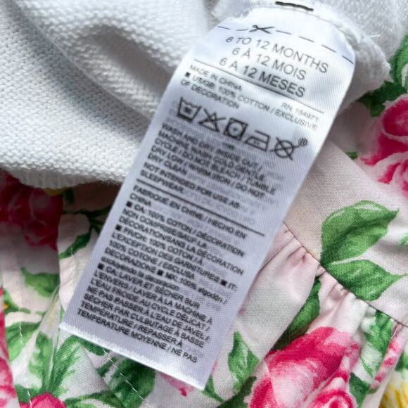 Janie and Jack Pink Floral Ruffle Dress & White Cardigan 6-12 mo Spring Easter - Picture 13 of 13